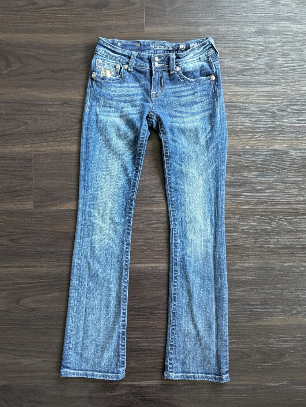 Miss Me Low Rise Bootcut Jeans 28 Goth Y2K Style McBling Embellished